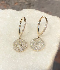 Andi Alyse Pave Diamond and Yellow Gold Circle Drop Earrings