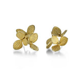 John Iversen 3 Part Yellow Gold Hydrangea Cluster Earrings