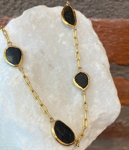Jessica Weiss 5 Slate and 22k Gold Necklace