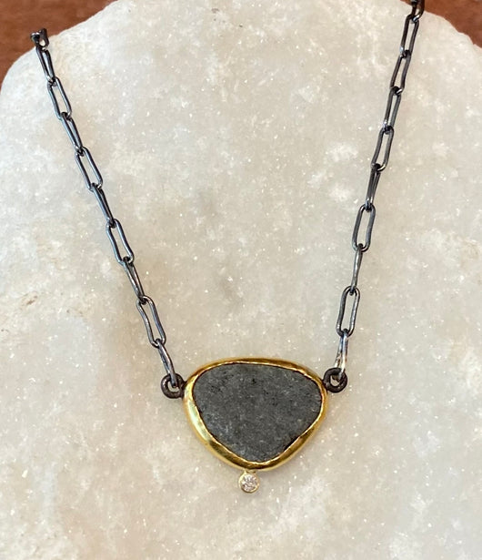 Jessica Weiss Single Slate and Diamond Necklace