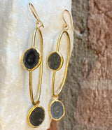 Jessica Weiss Yellow Gold Double Slate Oval Hoops