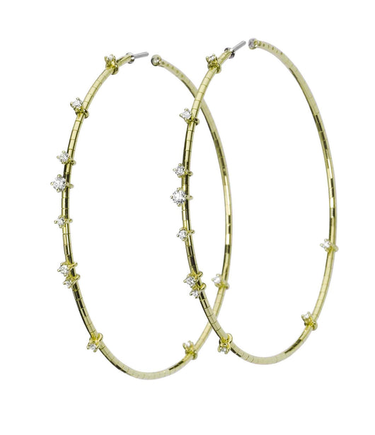 Mattia Cielo Large Rugiada Yellow Gold & Diamond Hoop Earrings