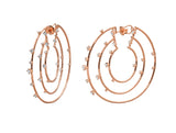 Mattia Cielo 3 Row Rose Gold & Diamond Hoop Earrings