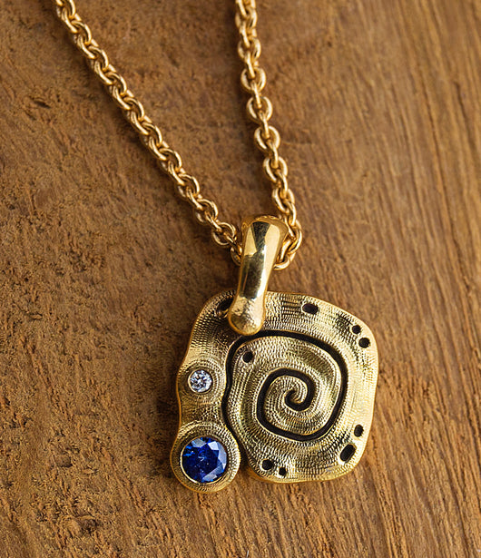 Alex Sepkus Blue Sapphire, Diamond and Yellow Gold 