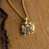 Alex Sepkus Blue Sapphire, Diamond and Yellow Gold "Flora" Pendant Necklace