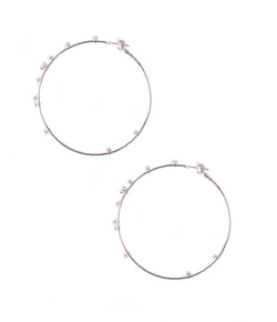 Mattia Cielo Large Rugiada White Gold & Diamond Hoop Earrings