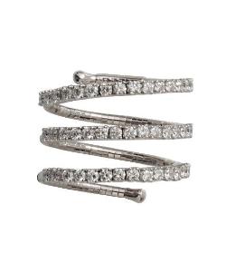 Mattia Cielo Rugiada Three Circle White Gold and Diamond Tennis Ring
