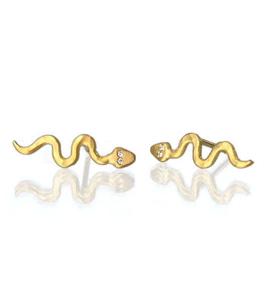 Annie Fensterstock Mini Snake Stud Earrings