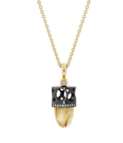 Dana Bronfman Rutilated Quartz and Diamond Bullet Talisman Pendant Necklace