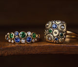 Alex Sepkus Tsavorite, Sapphire, Diamond and Yellow Gold Ring