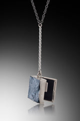 Pat Flynn Hematite, Diamond and White Gold Locket Necklace