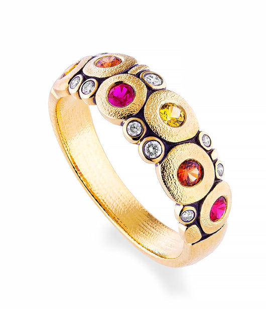 Alex Sepkus Fire Mix Sapphires and Yellow Gold 