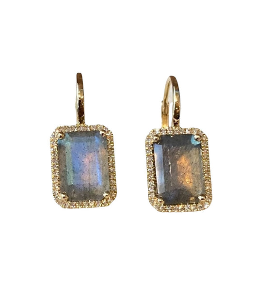 Andi Alyse Diamond and Labradorite Rectangular Earrings