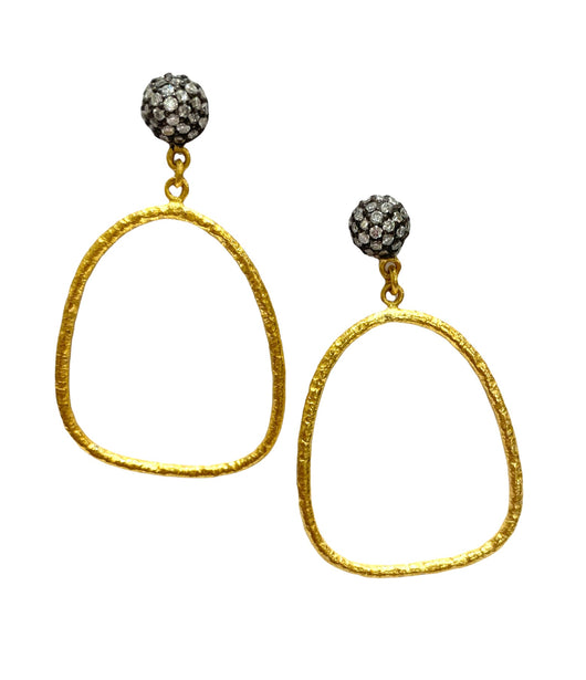 Ara 24k Gold and Diamond Drop Earrings