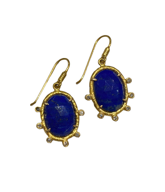 Ara 24k Gold, Lapis, & Diamond Drop Earrings