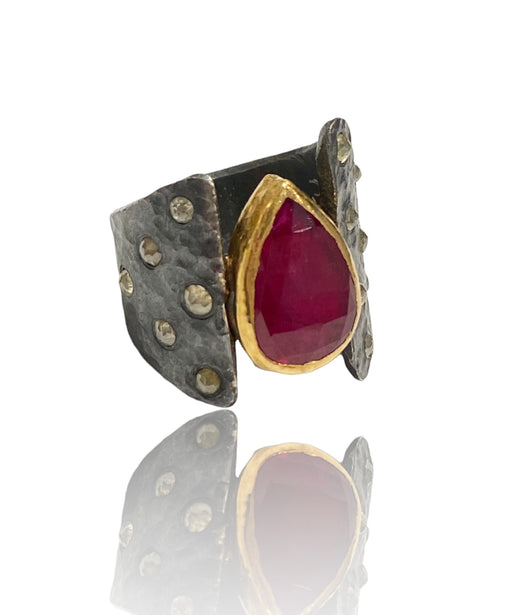 Ara 24k Ruby and Diamond Ring