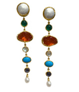 Ara 24k Gold and Multi Gemstone Linear Earrings