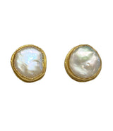 Ara 24k Gold Large Pearl Post Earrings