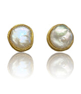 Ara 24k Gold Large Pearl Post Earrings