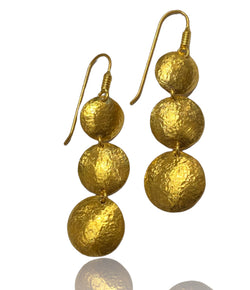 Ara 24k Gold Three Disc Linear Earrings