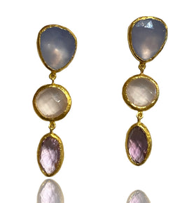 Ara 24k Gold Multi Gemstone Linear Earrings