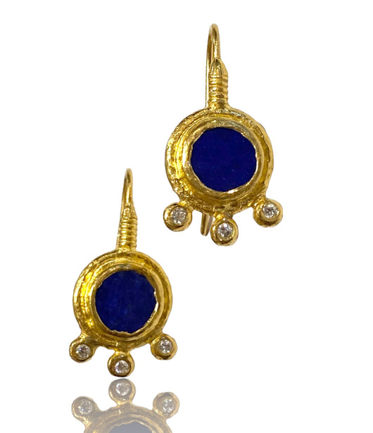 Ara 24k Gold, Lapis, and Diamond Drop Earrings