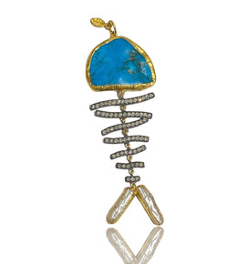 Ara 24k Turquoise Fish Pendant