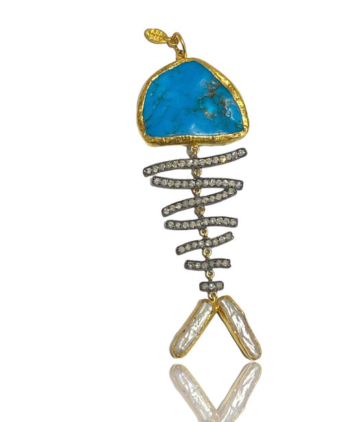 Ara 24k Turquoise Fish Pendant