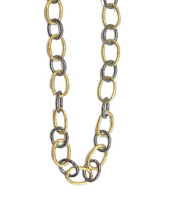 Ara Long 24k Gold and Oxidized Silver Large Link Necklace