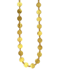 Ara 24k Gold Hammered Disc Long Necklace