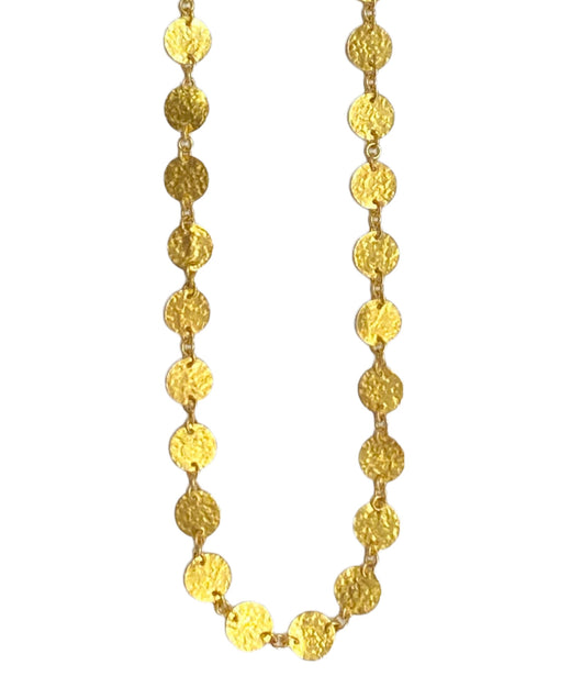 Ara 24k Gold Hammered Disc Long Necklace