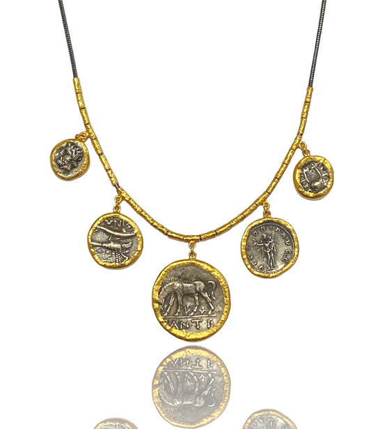 Ara 24k Gold and Silver Coin Necklace