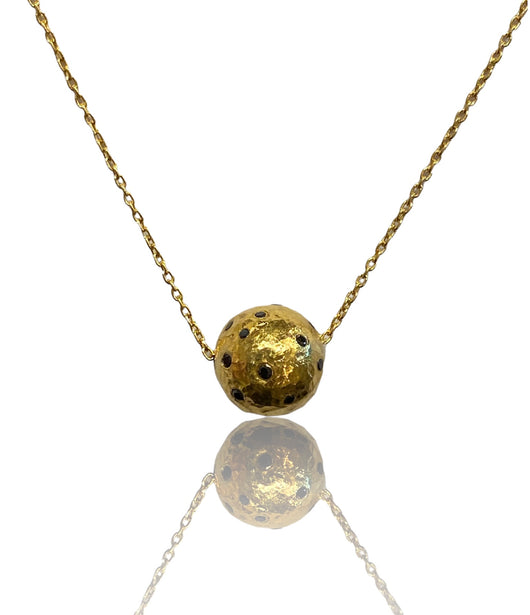 Ara 24k Gold and Diamond Ball Necklace