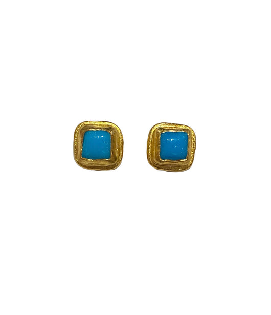 Ara 24k Gold and Turquoise Post Earrings