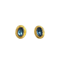 Ara 24k Gold and Blue Topaz Post Earrings
