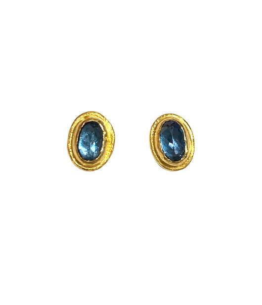 Ara 24k Gold and Blue Topaz Post Earrings