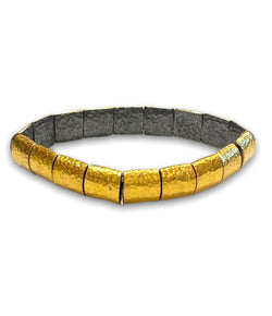 Ara 24k Gold and Oxidized Silver Stretch Bracelet