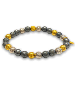 Ara 24k Gold and Silver Bead Stretch Bracelet