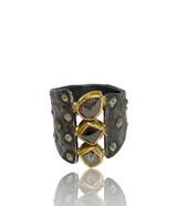 Ara 24kt Gold Triple Raw Diamond Ring