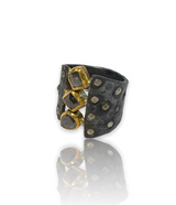 Ara 24kt Gold Triple Raw Diamond Ring