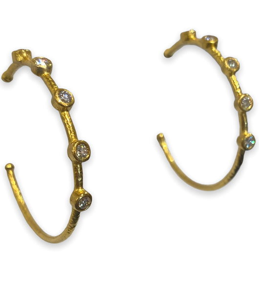 Ara 24kt Gold and Diamond Hoop Earrings