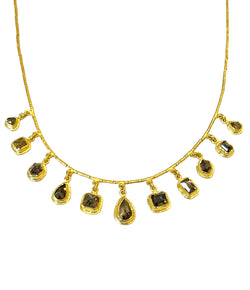 Ara Cognac Diamond and 24kt Gold Charm Necklace