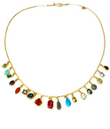 Ara Multi-Stone and 24kt Gold Charm Necklace