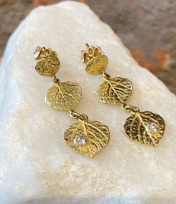 Ross Andrews Graduated Yellow Gold and Diamond Dangle Earrings