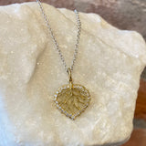 Ross Andrews Yellow Gold and Diamond Skeleton Aspen Leaf Necklace
