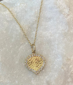 Ross Andrews Large Yellow Gold Aspen Leaf with Diamonds Pendant