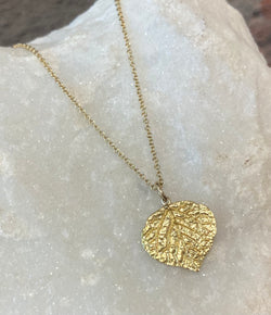 Ross Andrews Medium Yellow Gold Aspen Leaf Necklace