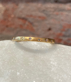 Sethi Couture Brushed Yellow Gold & Diamond Band