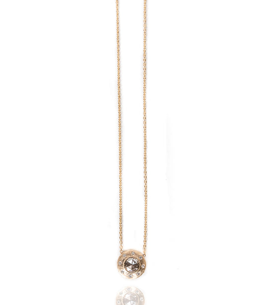 Sethi Couture Brushed Yellow Gold Necklace with Diamond Center Stone