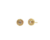 Sethi Couture Yellow Gold Stud Earrings with Diamond Center Stone